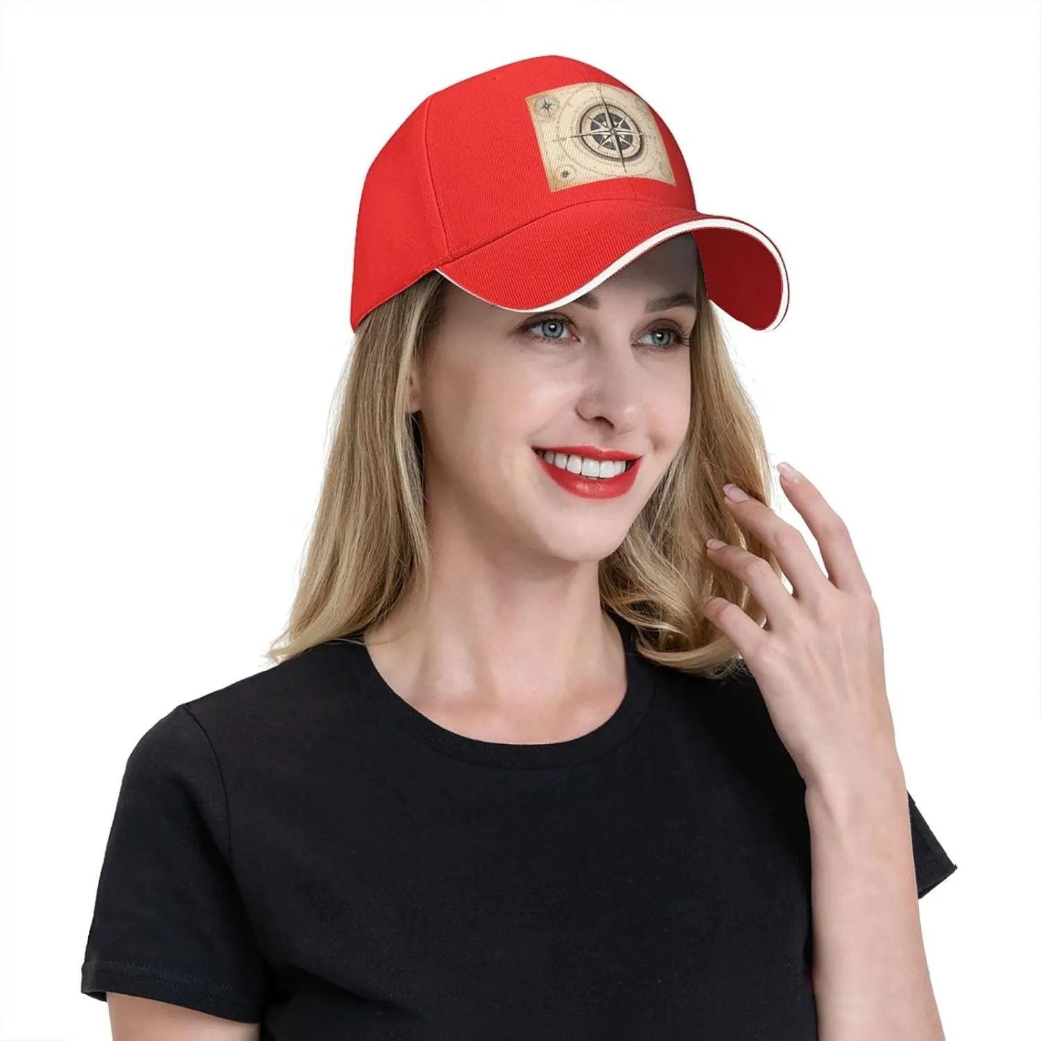 Compass Navigation Pattern Unisex Baseball Cap Black : Breathable, Light