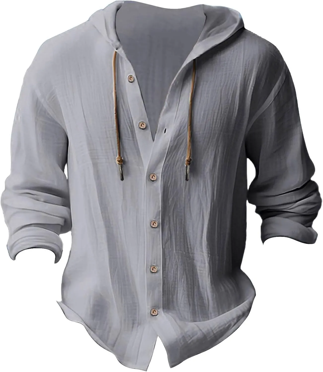 Cotton Hoodie Men Long Sleeve Summer Button Up Hooded Beach Fashion V Neck Dry Fit Tops Oversized Stylish Holiday Shirts