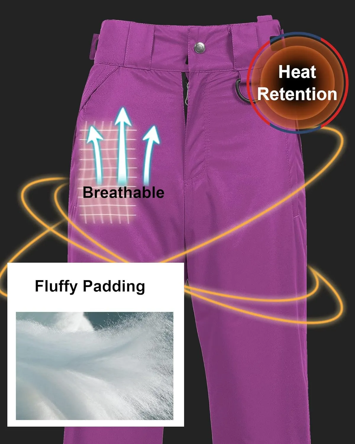 CREATMO US Women's Snow Pants Ski Bibs Waterproof Insulated Winter Snowboard