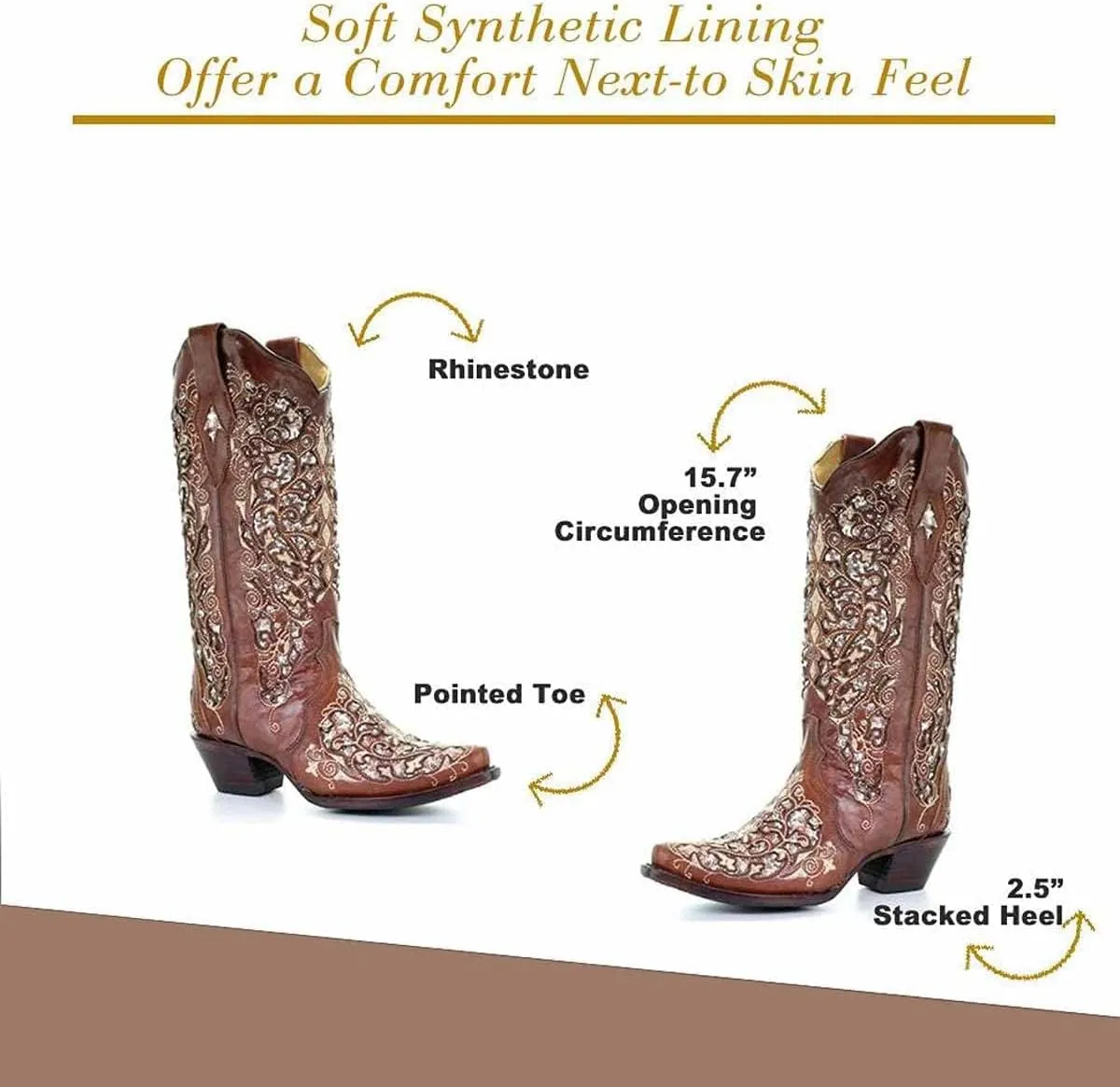 Cubicbee Women's Glitter Inlay Rhinestones Cowgirl Cowboy Boots Anti Slip Mid Calf Boots Fashion Work Western Boots