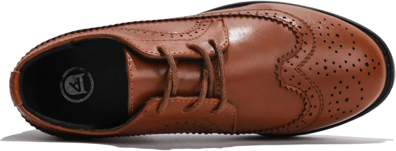 DADAWEN Boys Girls Classic Lace-Up Dress Shoes Formal Oxford Shoes Wedding Church School Uniform Shoes (Toddler/Little Kid/Big Kid)