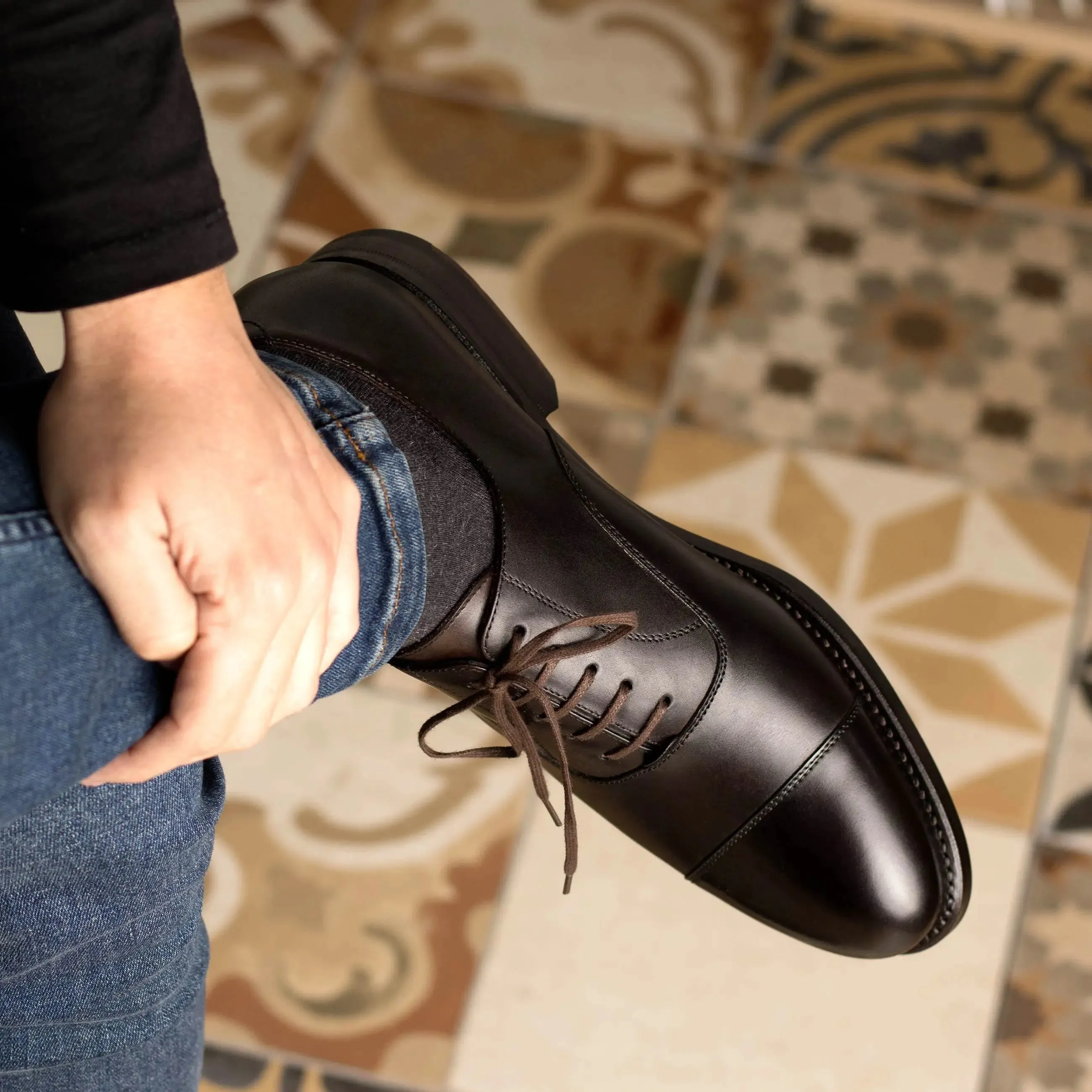 DapperFam Rafael in Dark Brown Men's Italian Leather Oxford