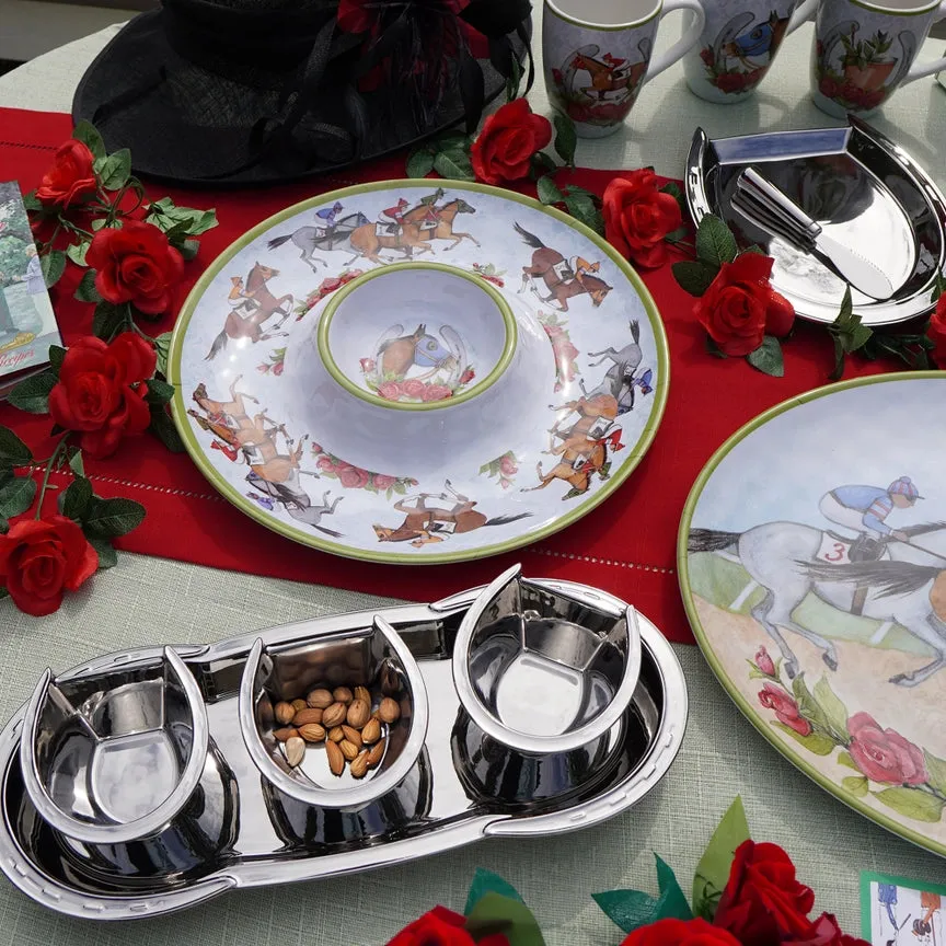 Day at the Races Silver Coast 3D Horseshoe Tray Set