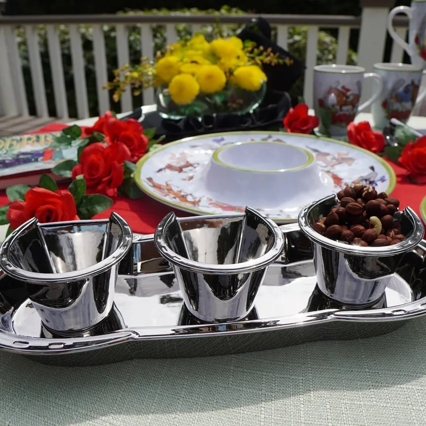 Day at the Races Silver Coast 3D Horseshoe Tray Set