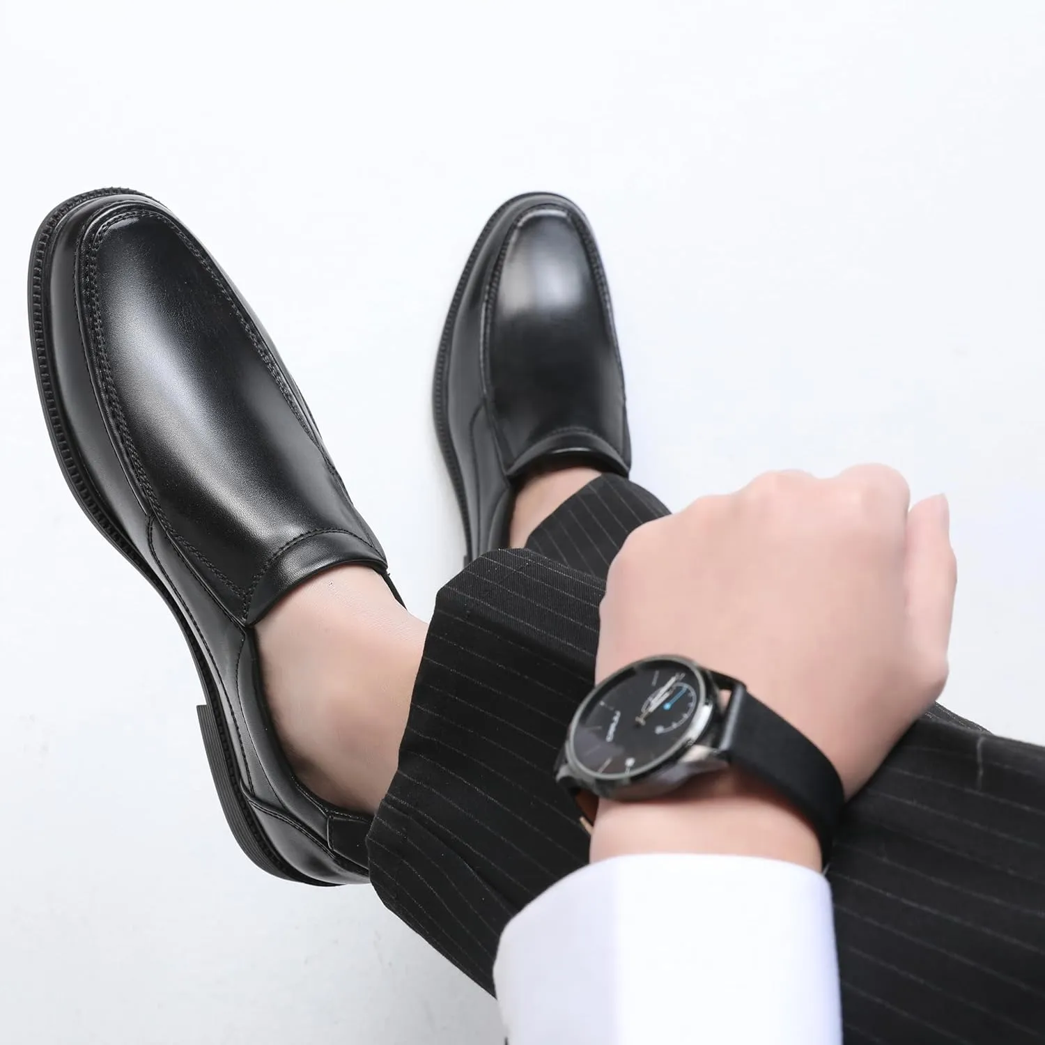 DECARSDZ Mens Faux Patent Leather Tuxedo Classic Formal Loafers Dress Shoes