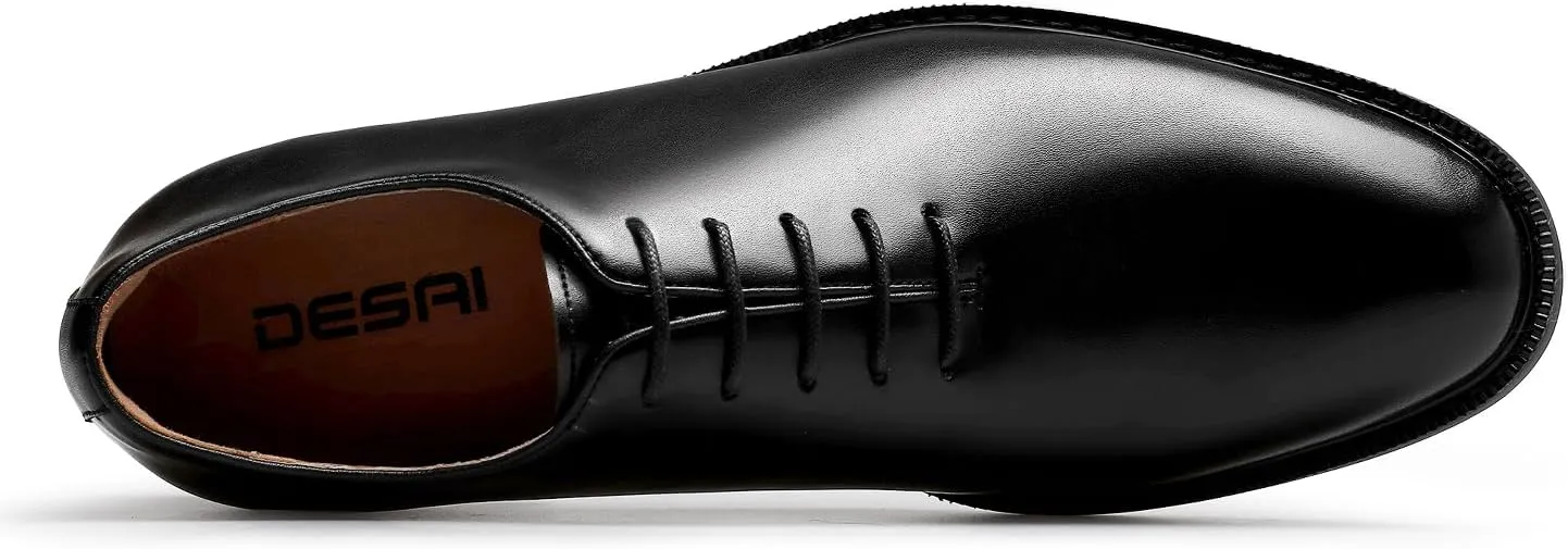 DESAI Classic Oxford Dress Shoes Mens Formal Business Lace-up Full Grain Leather Shoes for Men