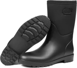 DKSUKO Women Rain Boots Waterproof,Rubber Tall Pull on Insulated Snow Mud Shoes