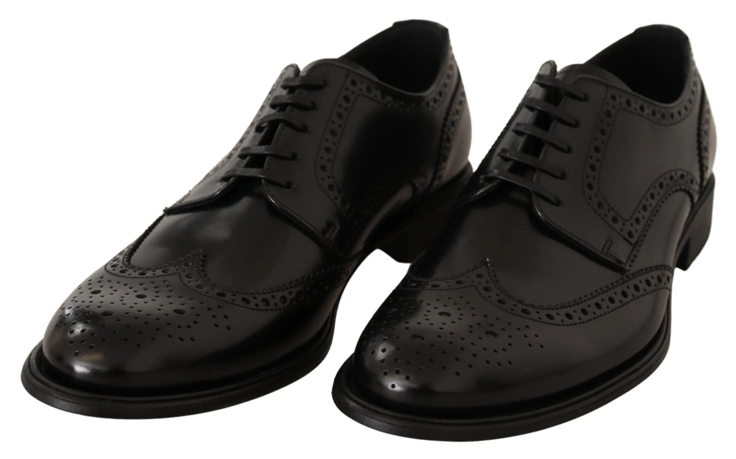 Dolce & Gabbana Black Brogue Leather Oxford Shoes for Men