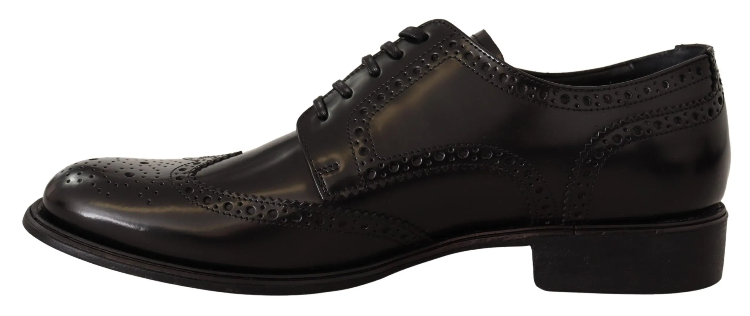 Dolce & Gabbana Black Brogue Leather Oxford Shoes for Men