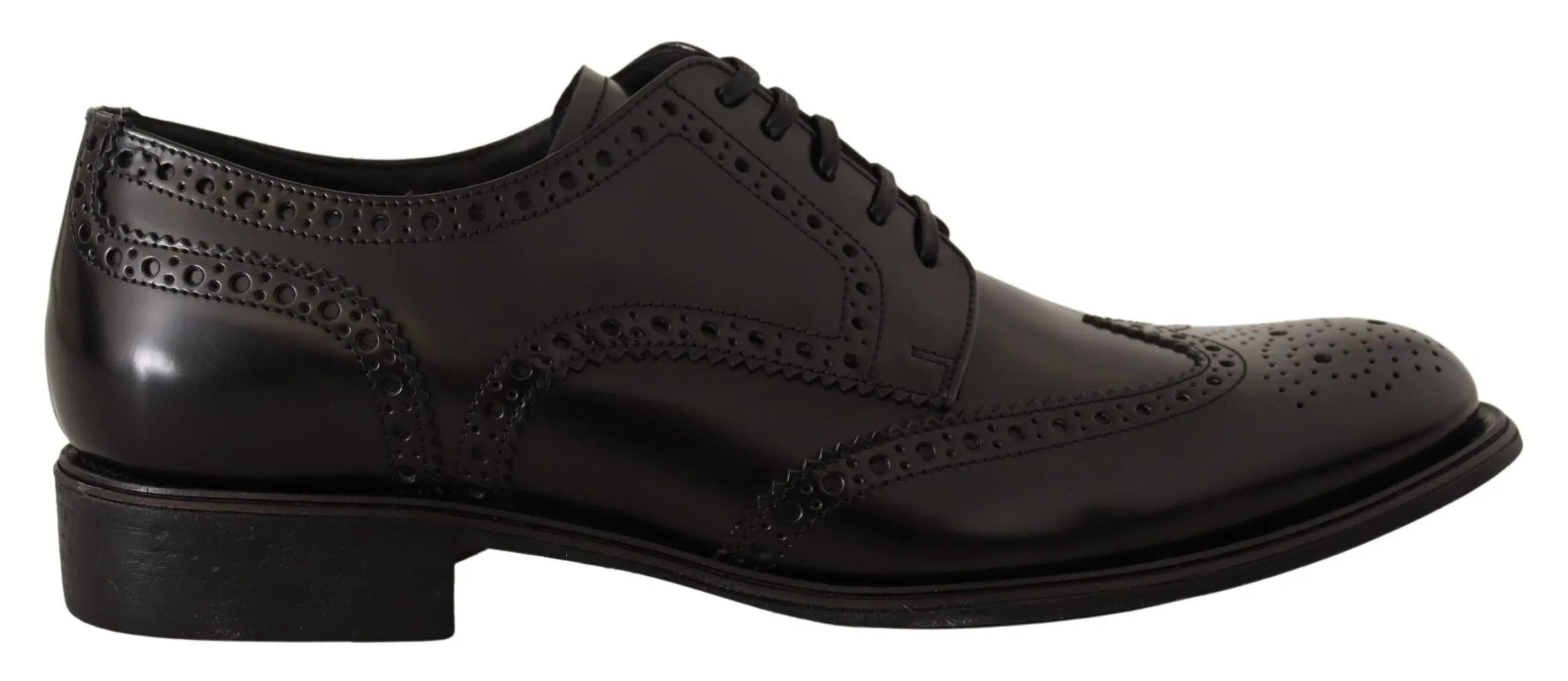 Dolce & Gabbana Black Brogue Leather Oxford Shoes for Men