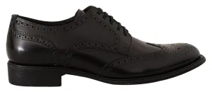 Dolce & Gabbana Black Brogue Leather Oxford Shoes for Men