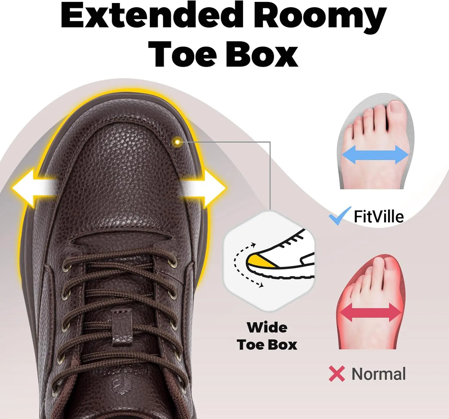 FitVille Men Wide Walking Shoes Casual Comfortable Dress Shoes Lightweight Arch Support Oxford Shoes Non-Slip Vegan Leather Business Sneakers