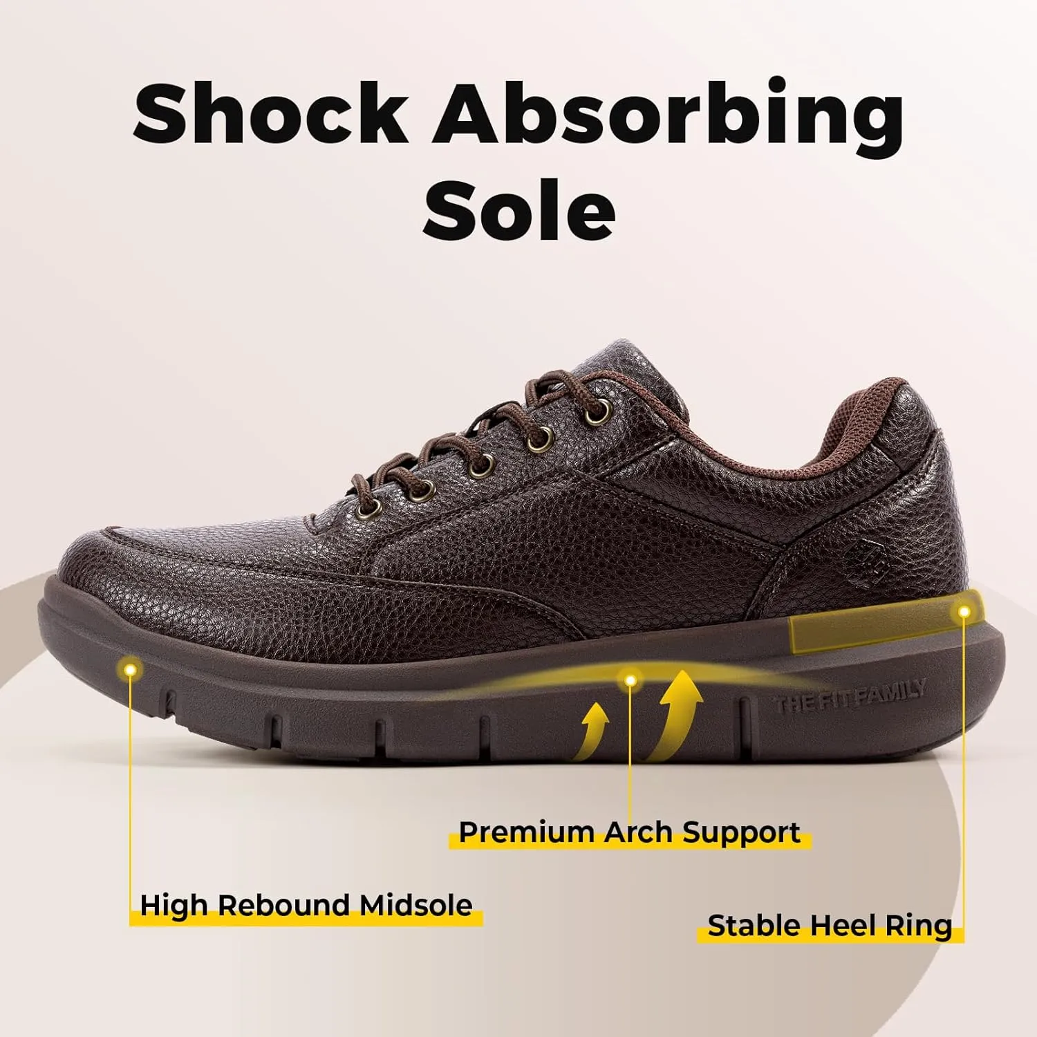 FitVille Men Wide Walking Shoes Casual Comfortable Dress Shoes Lightweight Arch Support Oxford Shoes Non-Slip Vegan Leather Business Sneakers