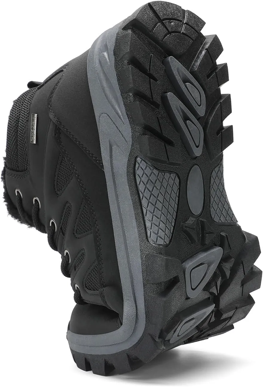 FLARUT Mens Snow Boots Insulated Fur Liner Winter Warm Hiking Shoes Walking Sneaker
