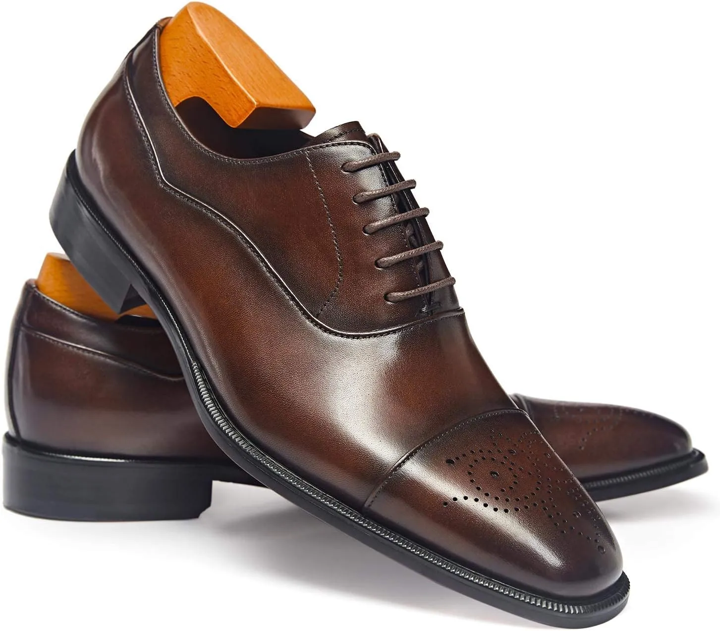 FRASOICUS Men's Dress Shoes Leather Classic Lace Up Oxford Formal Shoes for Men