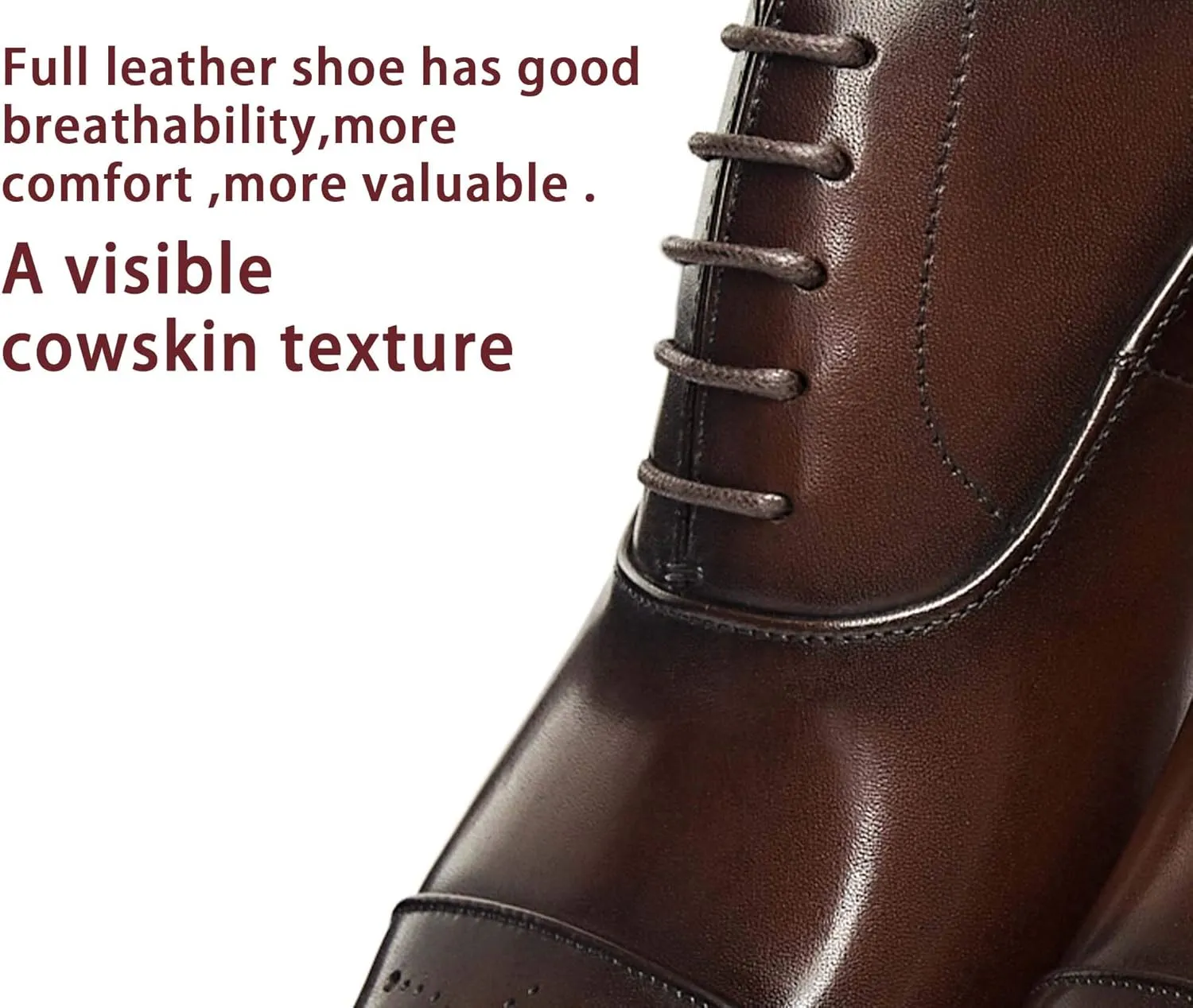 FRASOICUS Men's Dress Shoes Leather Classic Lace Up Oxford Formal Shoes for Men