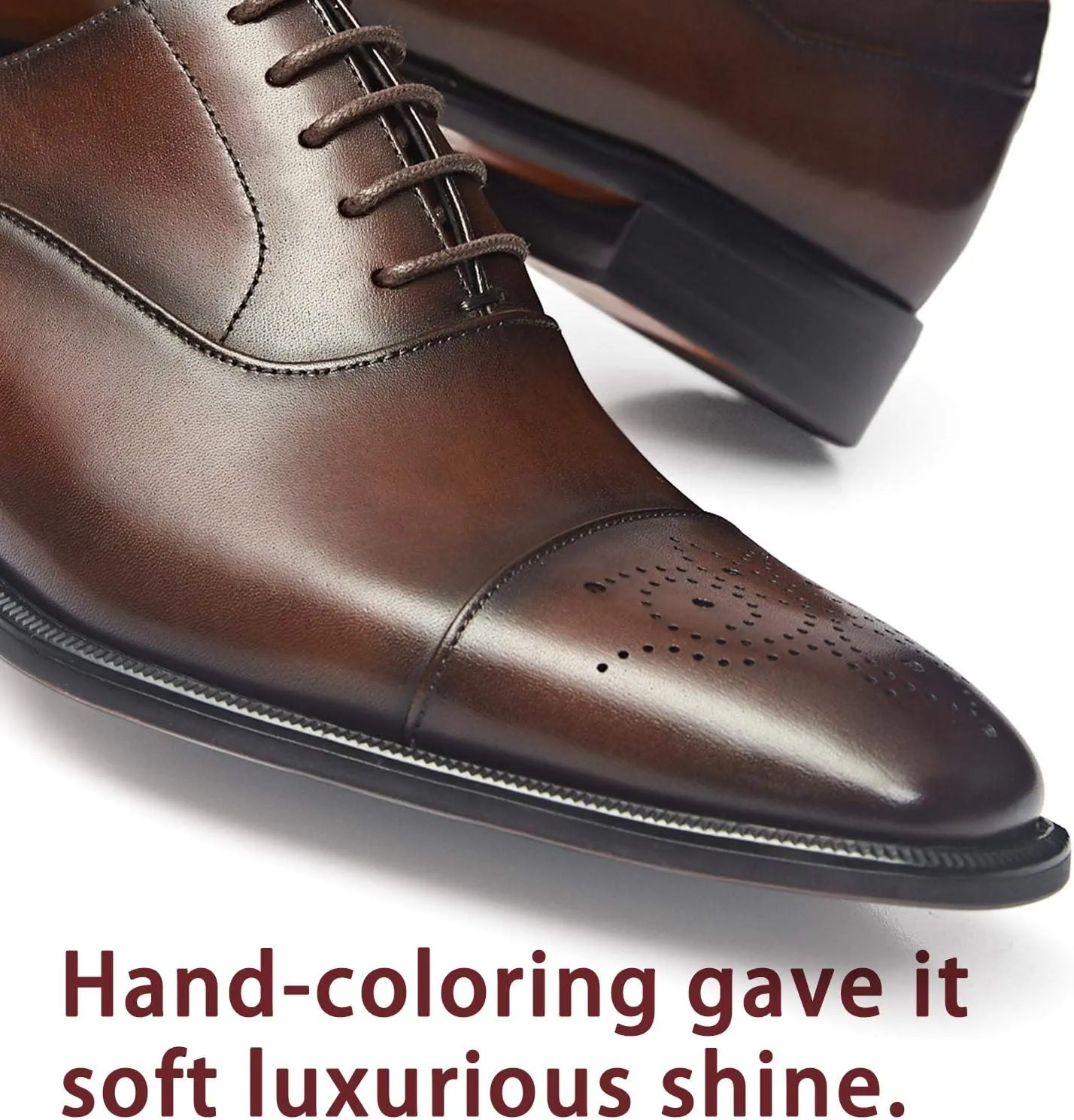 FRASOICUS Men's Dress Shoes Leather Classic Lace Up Oxford Formal Shoes for Men