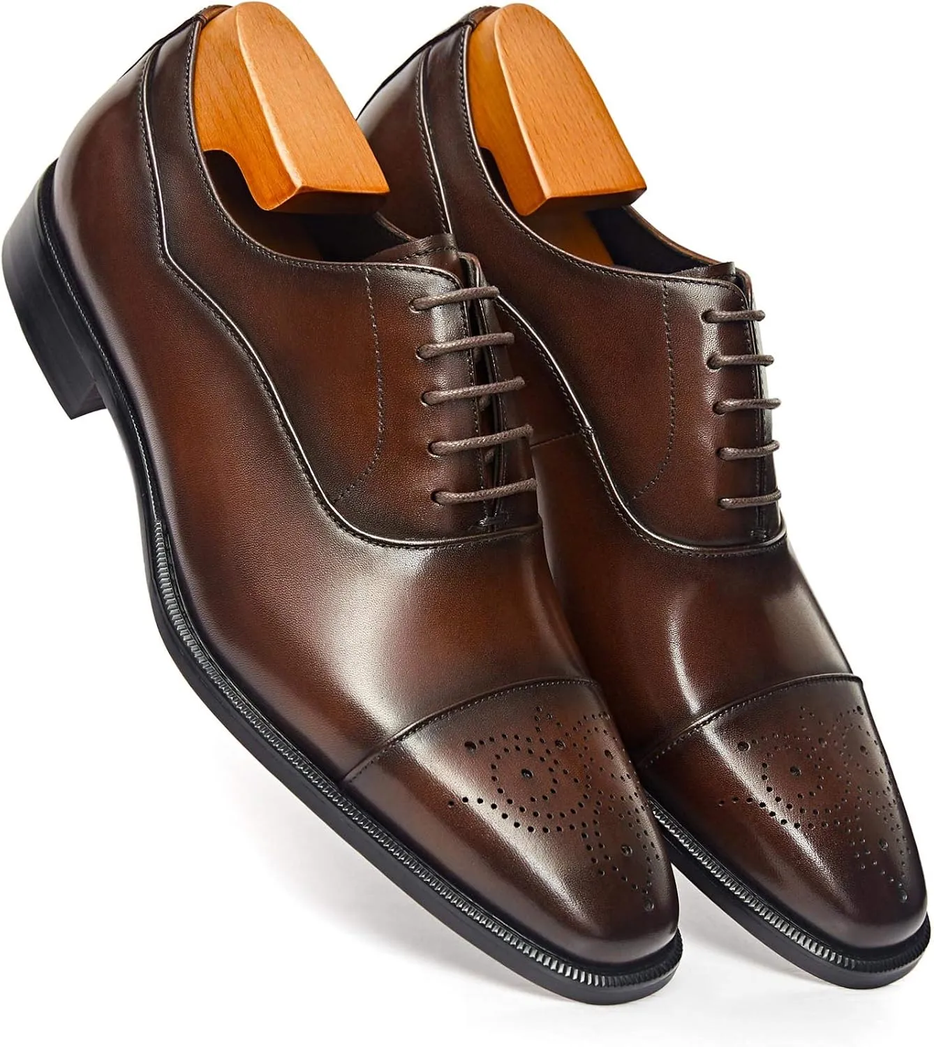 FRASOICUS Men's Dress Shoes Leather Classic Lace Up Oxford Formal Shoes for Men