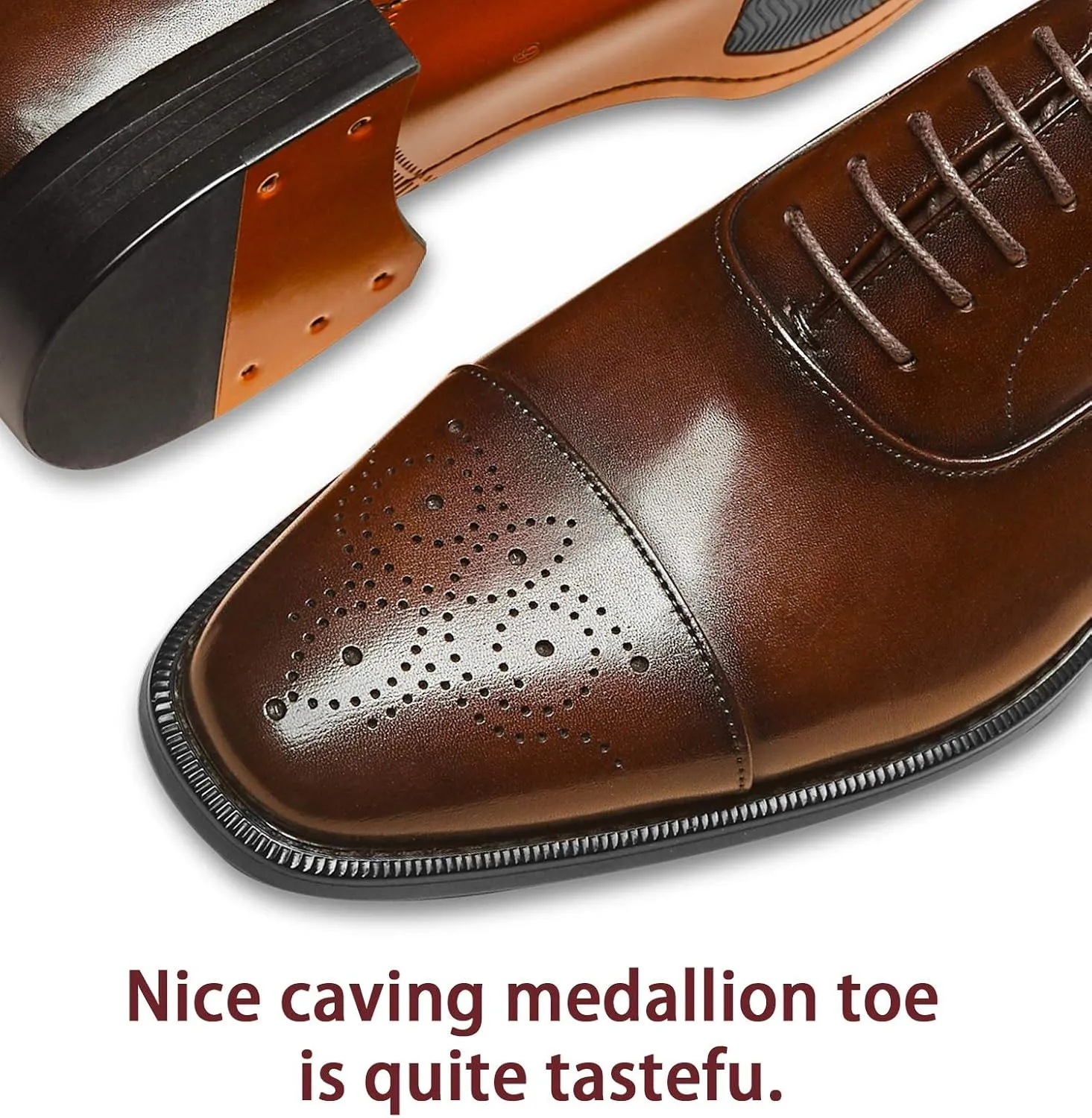 FRASOICUS Men's Dress Shoes Leather Classic Lace Up Oxford Formal Shoes for Men