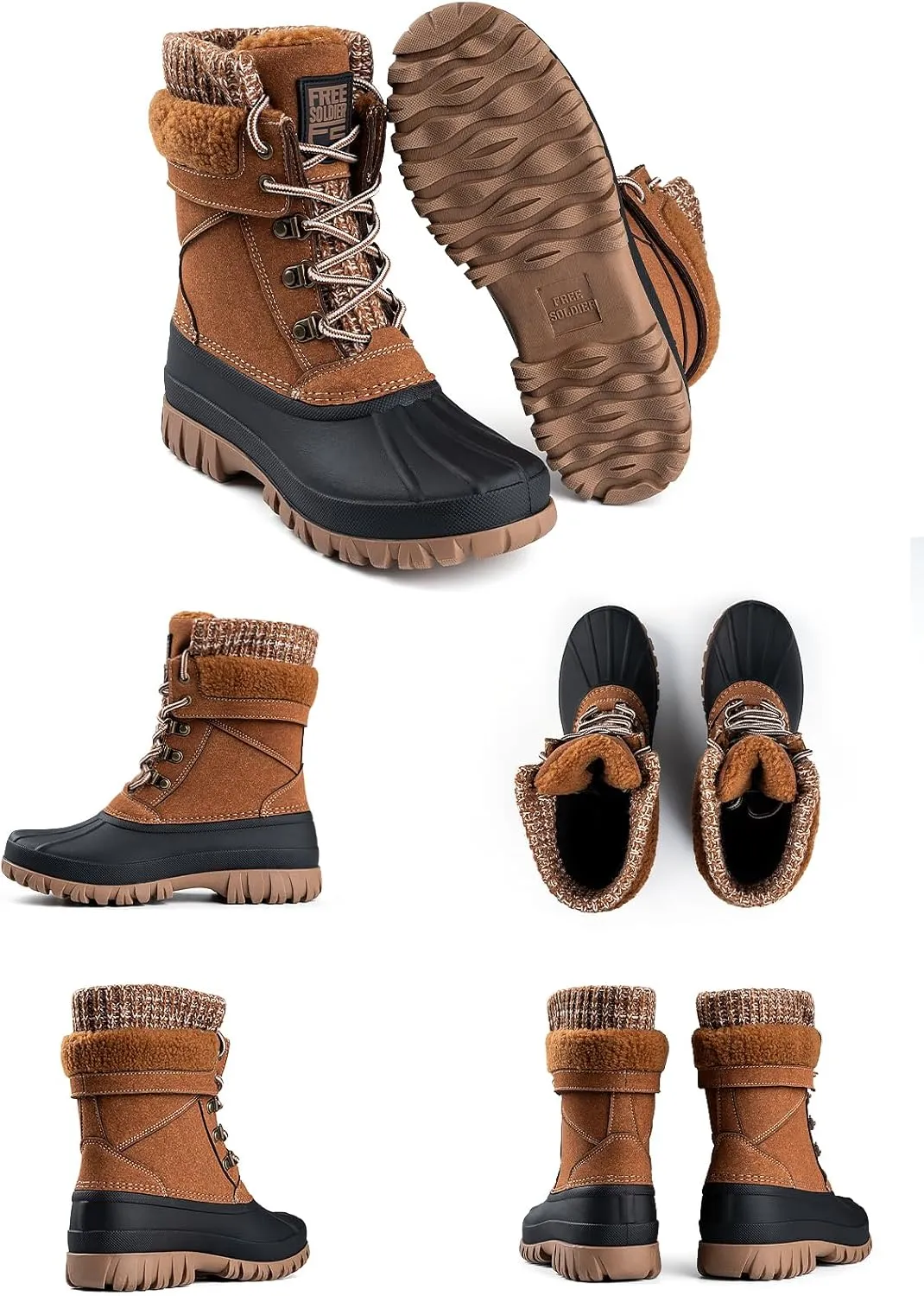 FREE SOLDIER Women's Waterproof Winter Cold Weather Snow Boots for Women Outdoor Fashion Duck Boots Comfortable Insulated