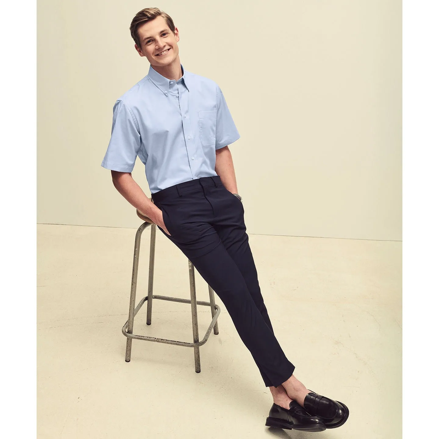 Fruit Of The Loom Oxford Short Sleeve Shirt