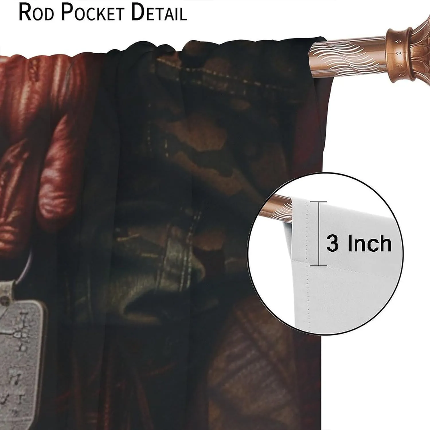 Funny Brown Boot Blackout Curtains for Bedroom Living Room, Rod Pocket American Flag Tag Stripe Curtains Thermal Insulated Window Drapes 2 Panels, Each 21W x 54L