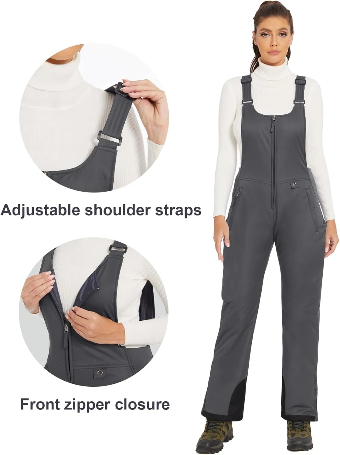 GEMYSE Women's Insulated Waterproof Ski Bib Overalls Winter Snowboarding Pants