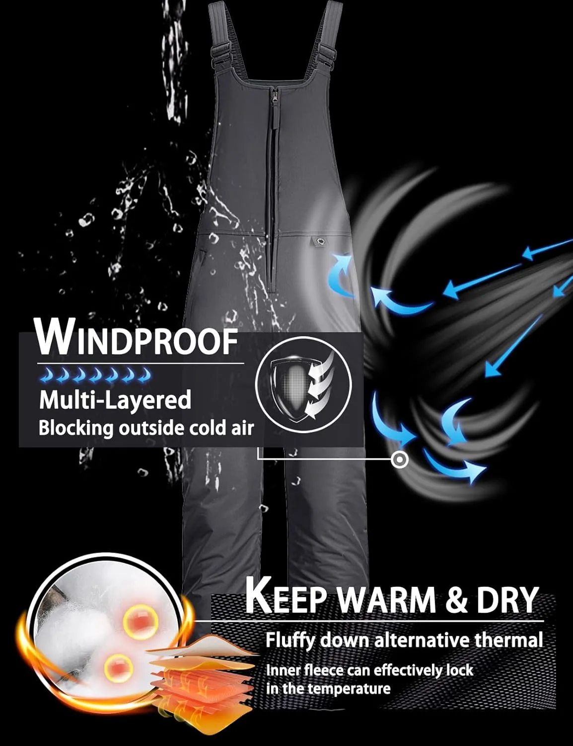 GEMYSE Women's Insulated Waterproof Ski Bib Overalls Winter Snowboarding Pants