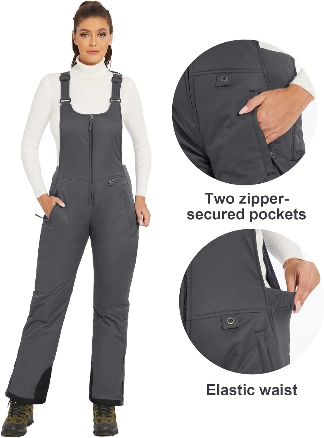 GEMYSE Women's Insulated Waterproof Ski Bib Overalls Winter Snowboarding Pants