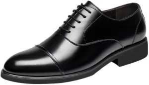 Genuine Leather Shoes for Men, Height Increase Oxford Handmade Non-Slip Leather Lace-Up Office Dress Shoes for Business