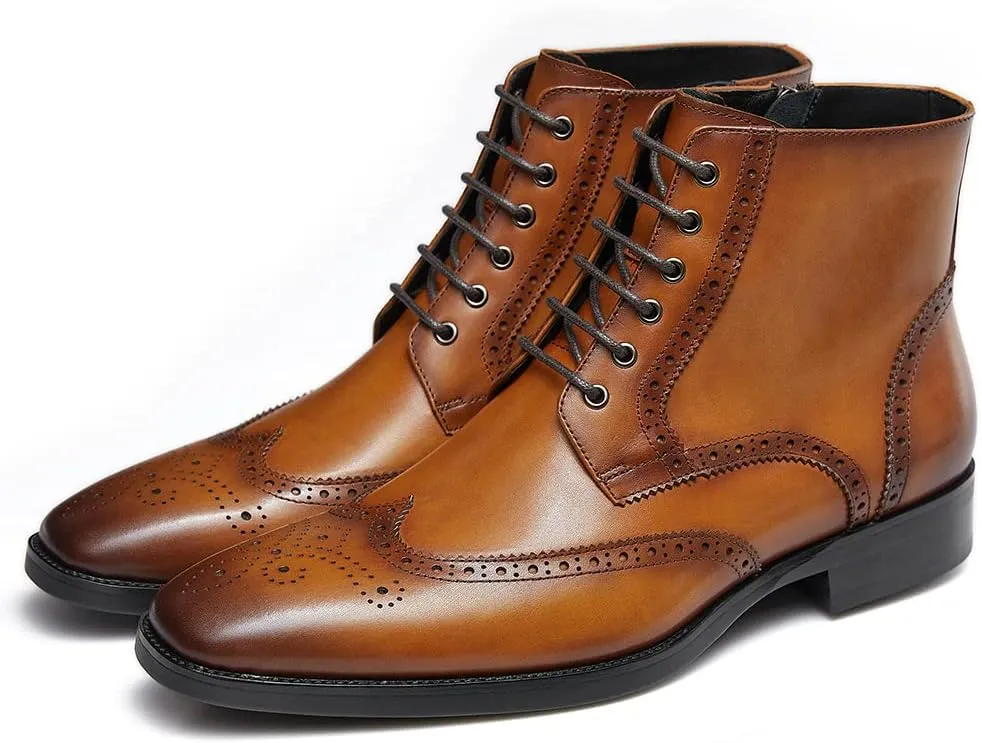 GIFENNSE Mens Dress Boots Mens Chukka Boots Formal Chelsea Boots Mens Leather Boots Oxford Boots for Men
