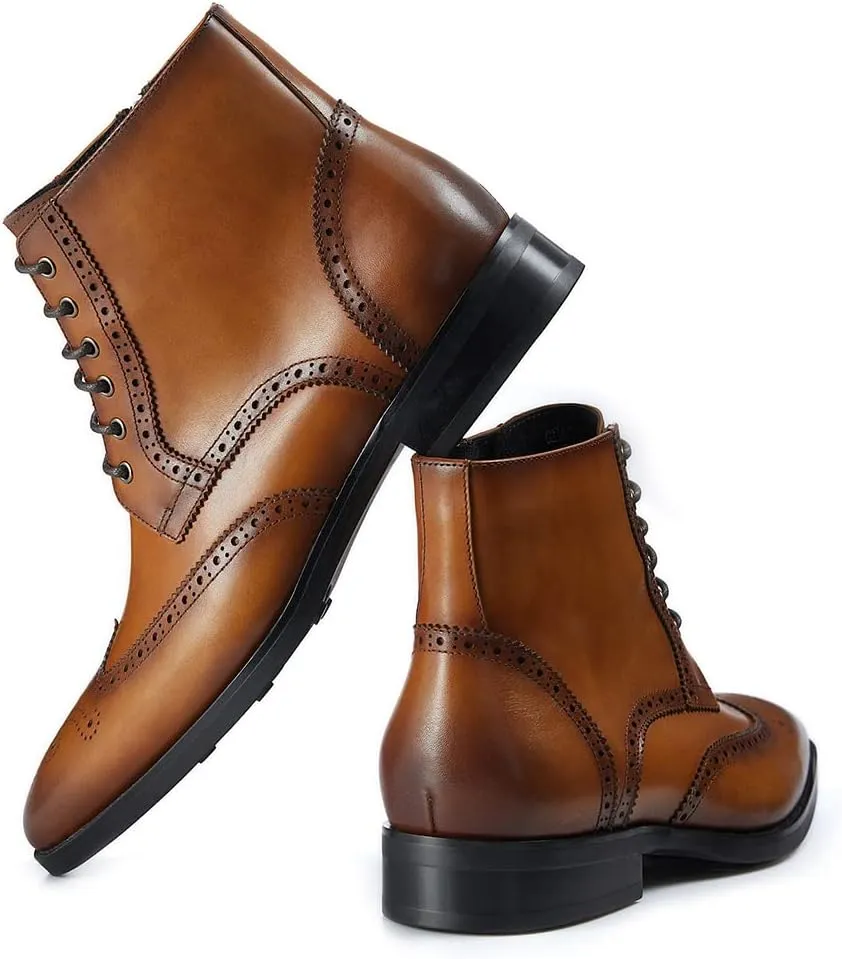 GIFENNSE Mens Dress Boots Mens Chukka Boots Formal Chelsea Boots Mens Leather Boots Oxford Boots for Men