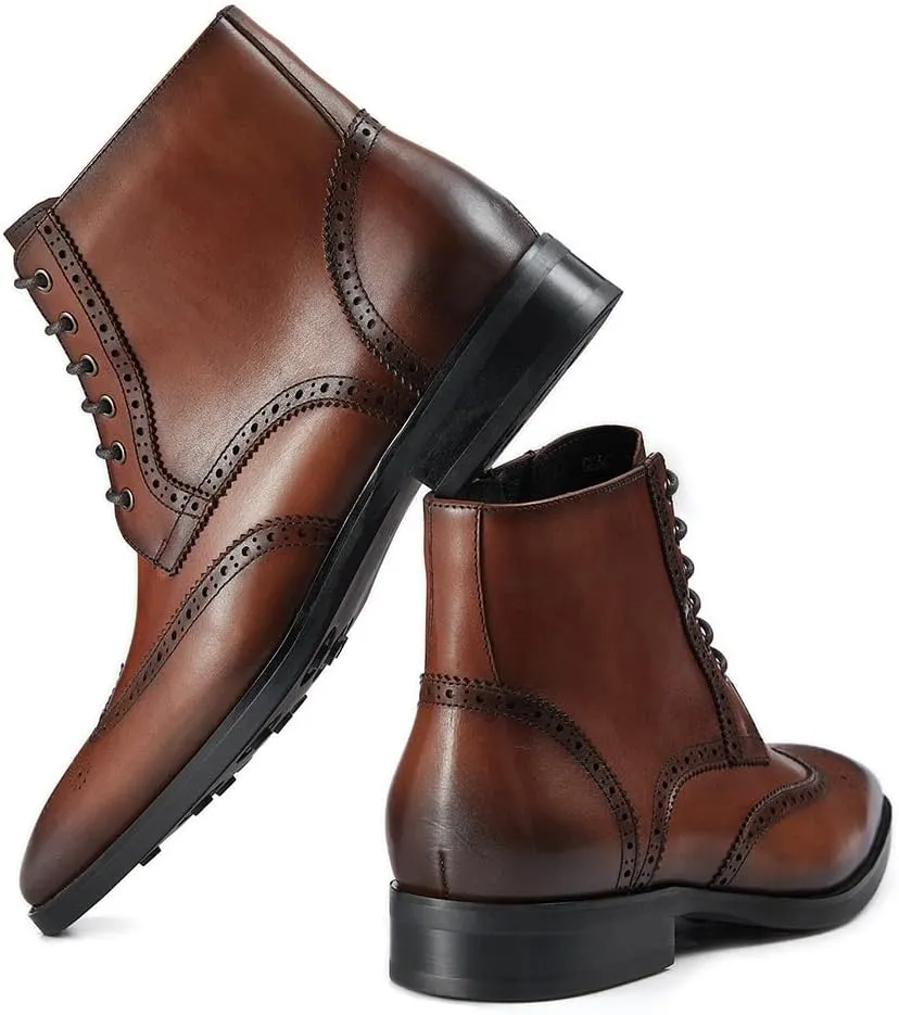 GIFENNSE Mens Dress Boots Mens Chukka Boots Formal Chelsea Boots Mens Leather Boots Oxford Boots for Men