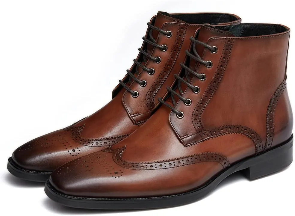 GIFENNSE Mens Dress Boots Mens Chukka Boots Formal Chelsea Boots Mens Leather Boots Oxford Boots for Men