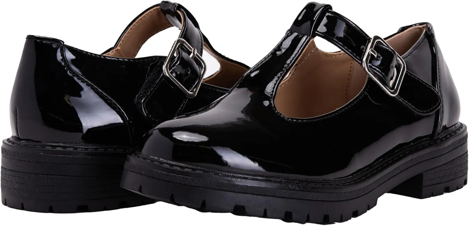 Girls Mary Jane Shoes Oxford Dress Heels Round Toe T-Strap Platform Chunky Low Heel Pumps Lily-2 ~