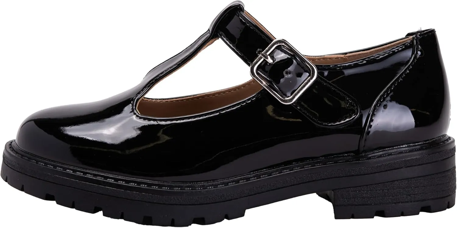 Girls Mary Jane Shoes Oxford Dress Heels Round Toe T-Strap Platform Chunky Low Heel Pumps Lily-2 ~