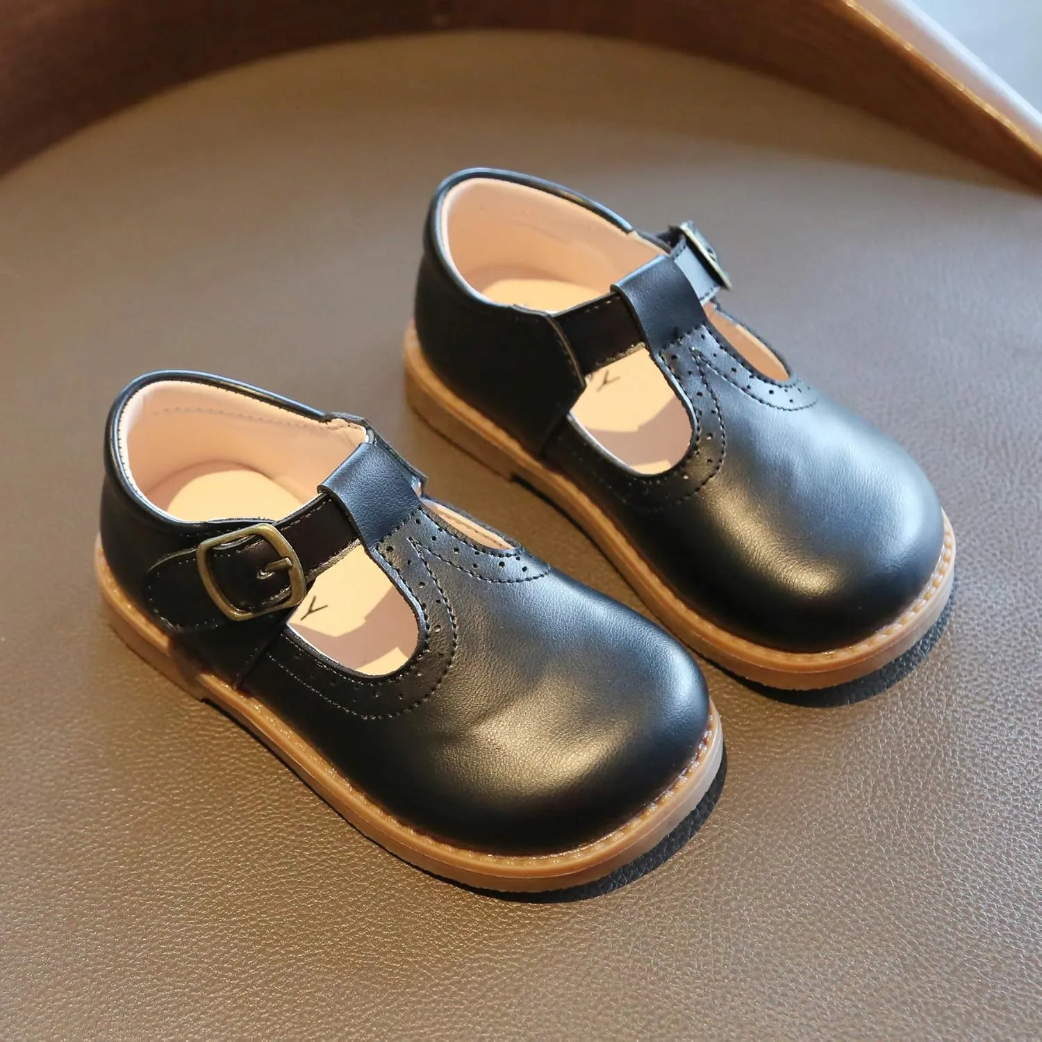 Girls School T-Strap Uniform Dress Shoes Oxford Leather Flats (Toddler/Little Kid)