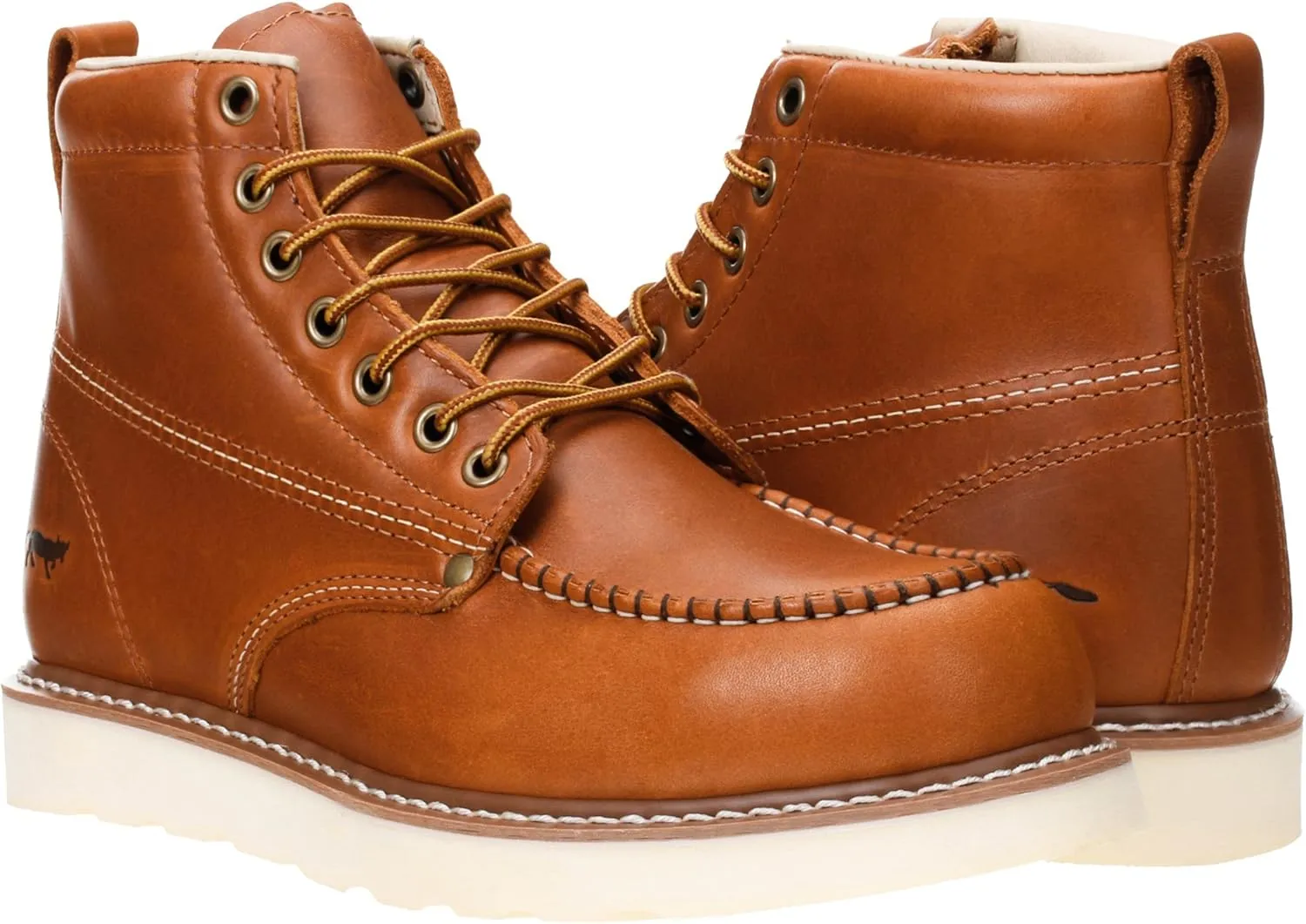 Golden Fox Work Boots 6" Men's Moc Toe Wedge Comfortable Boot for Construction