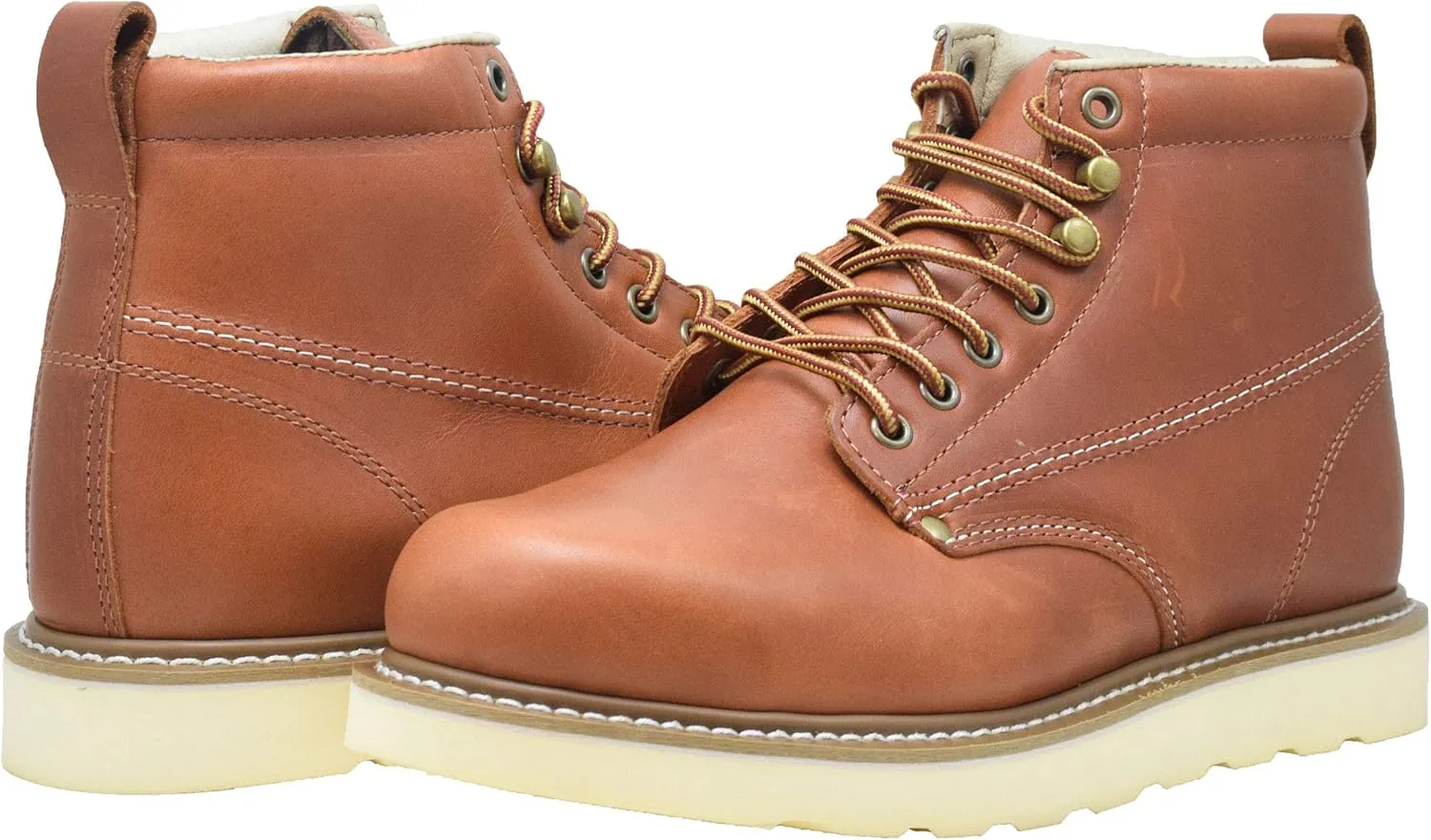 Golden Fox Work Boots Men's 6" Steel Toe Wedge Boot for Construction with Lightweight Comfortable Outsole