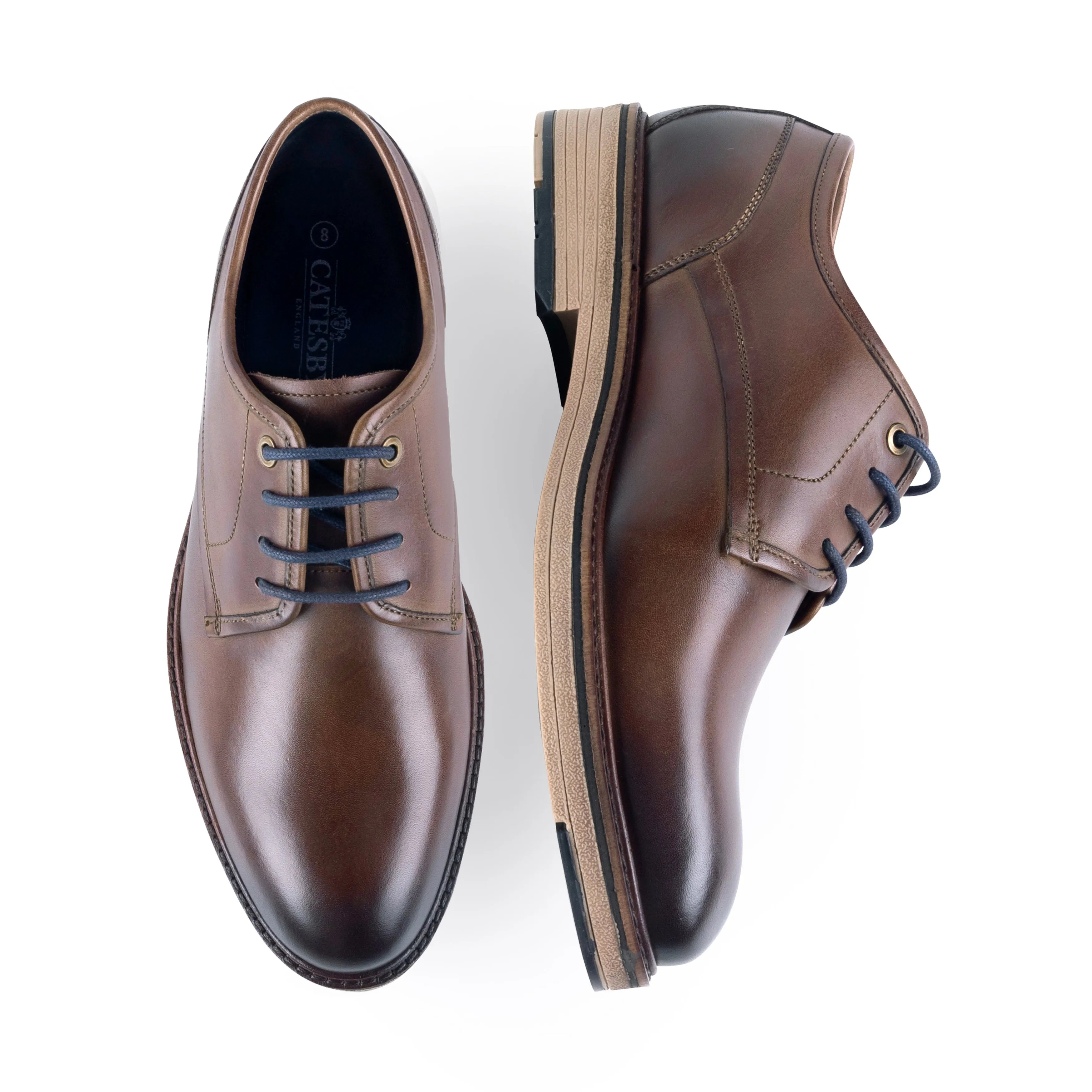 Grange Men's Derby Shoe - MID BROWN