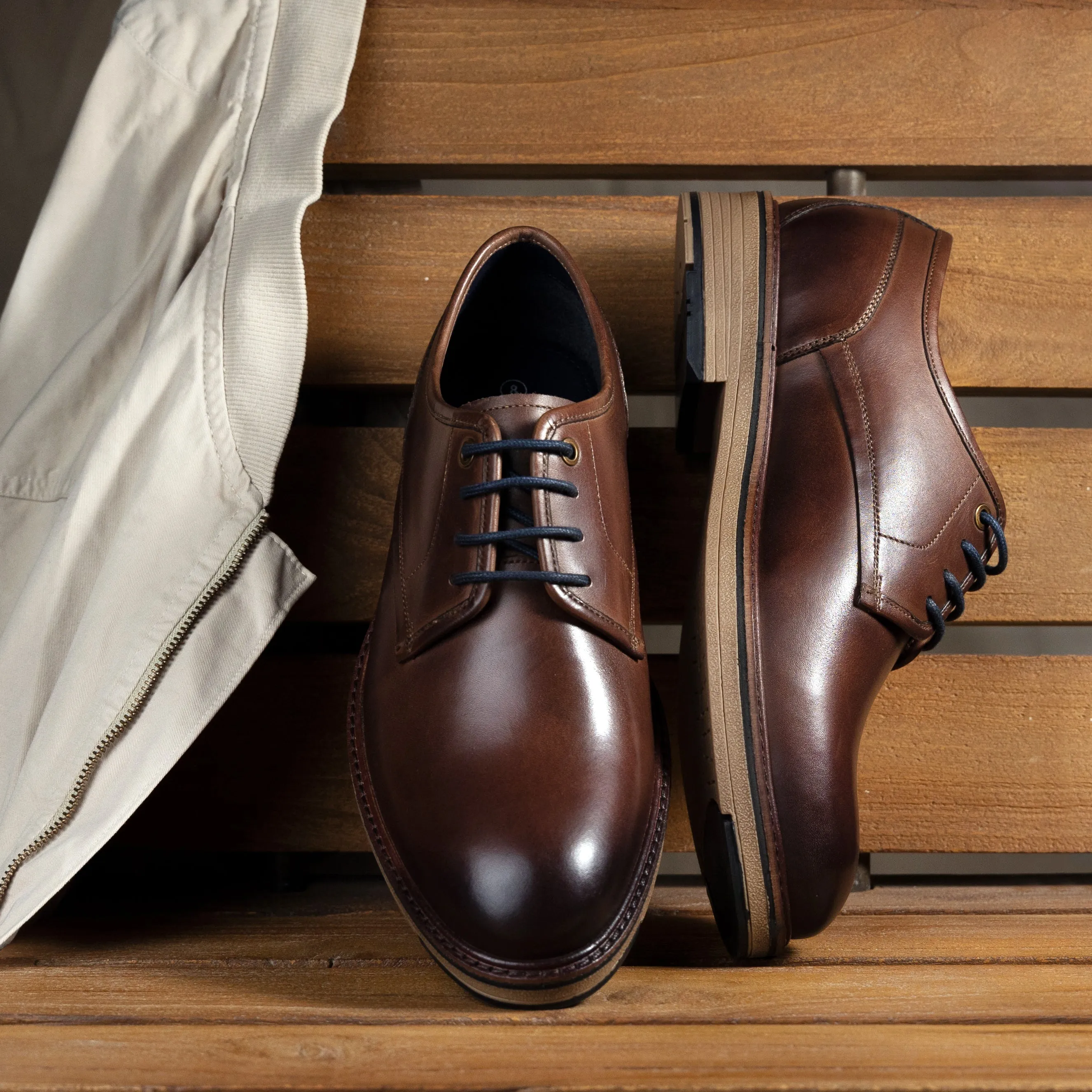 Grange Men's Derby Shoe - MID BROWN