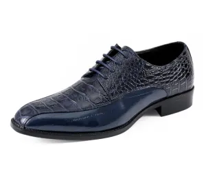 Harvey Navy Alligator Print Oxfords