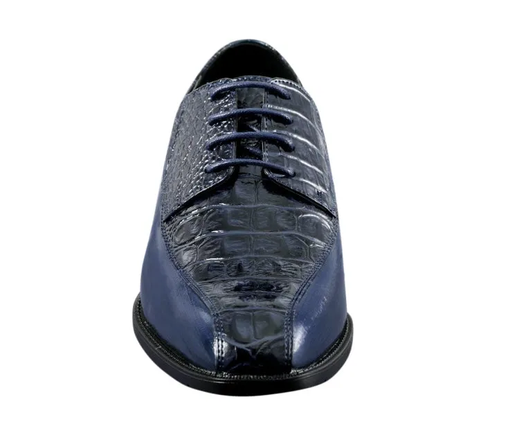 Harvey Navy Alligator Print Oxfords