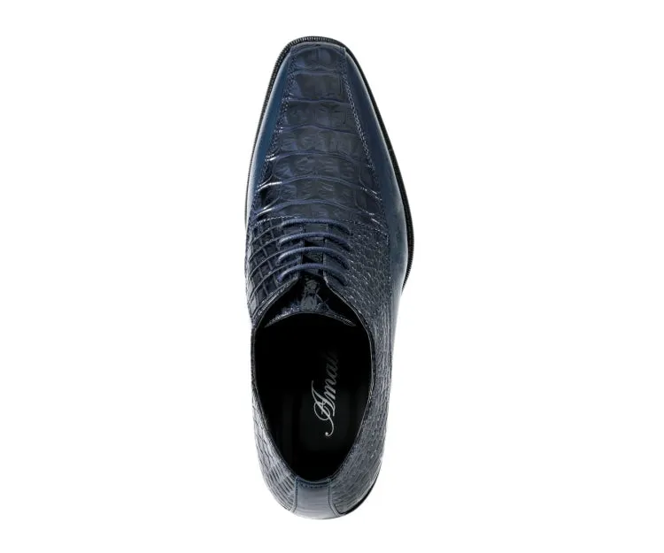 Harvey Navy Alligator Print Oxfords