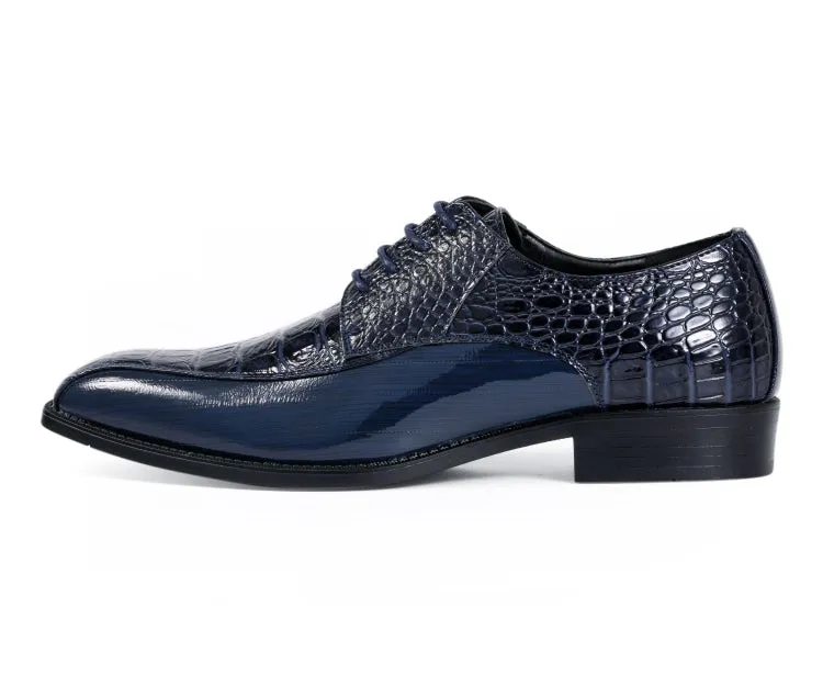 Harvey Navy Alligator Print Oxfords