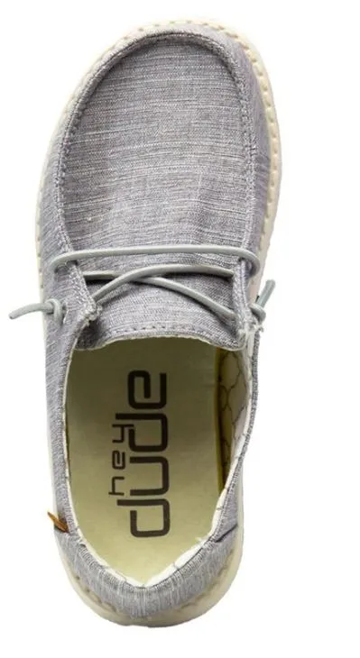 Hey Dude Linen Grey Wendy Youth Casual Shoes 130123096