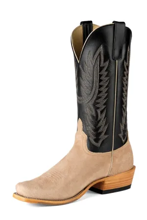 Horse Power Mens Top Hand Tan/Black Smooth Ostrich Cowboy Boots 10 EE