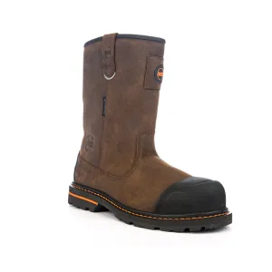 Hoss Boots Mens Cartwright II Wellington CT WP PR Brown Leather Work Boots