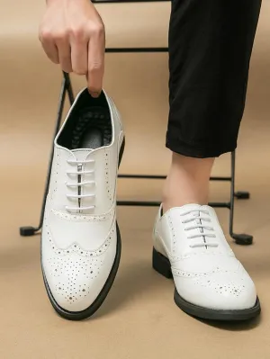 HuitJours Men Brogues Wingtip Lace up Classic Black Dress Shoes Derby Gatsby Prom Fashion Oxford