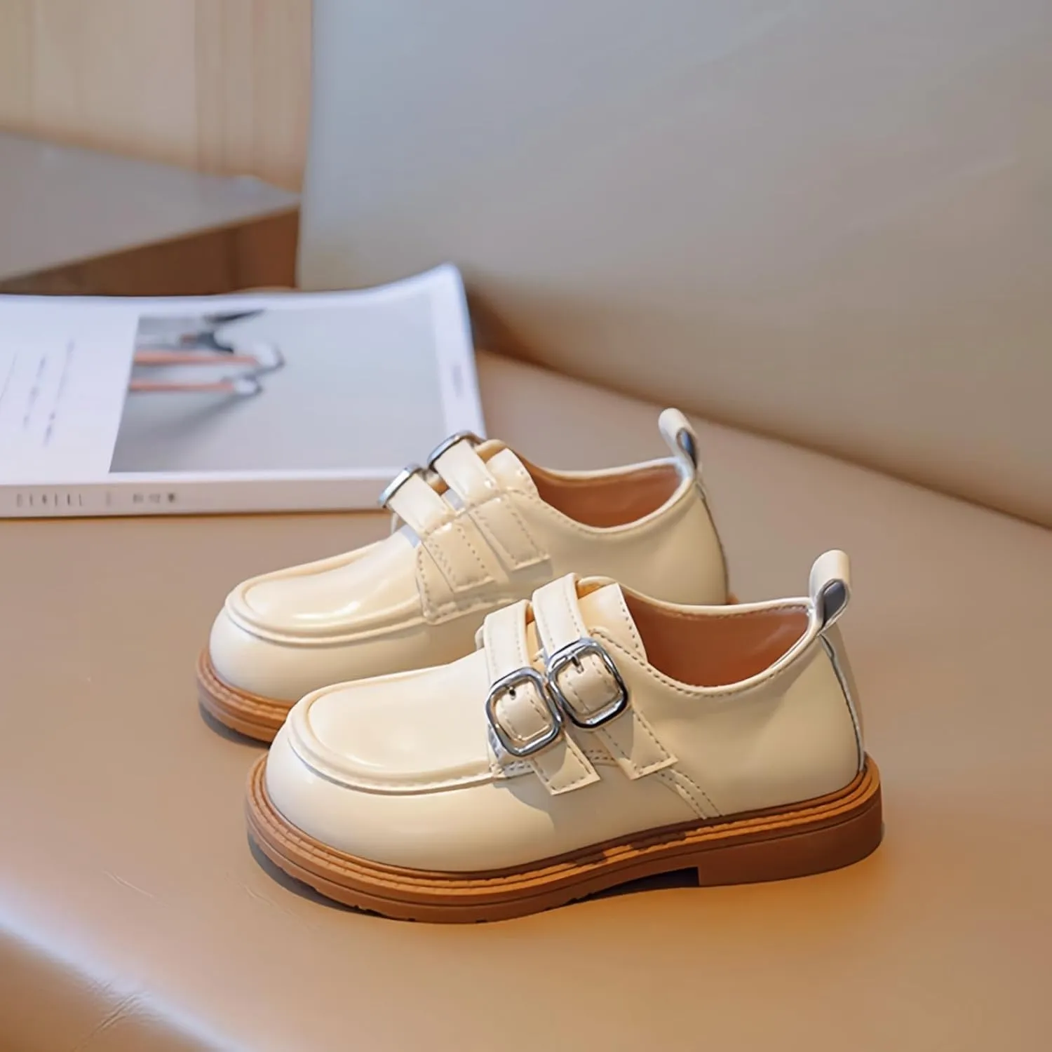 ISINSER Toddler Boys Girls Classic Dress Shoes Little Kid PU Leather Comfort Rubble Sole Oxford School Uniform Wedding Flats